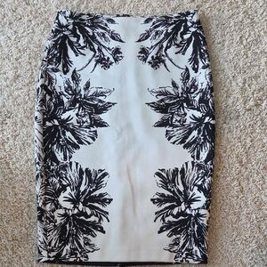 The Limited Black and White Floral Pencil Skirt